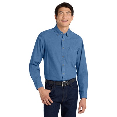 Port Authority® Tall Long Sleeve Denim Shirt.