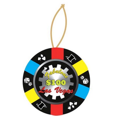 Las Vegas $100 Poker Chip Ornament w/ Clear Mirrored Back (12 Square Inch)