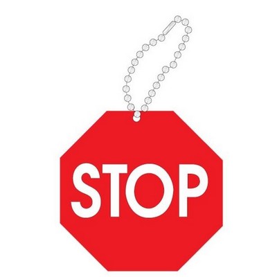 Stop Sign Promotional Key Chain w/ Black Back (6 Square Inch)