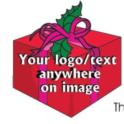 Christmas Gift Box Round Badge w/ Bar Pin