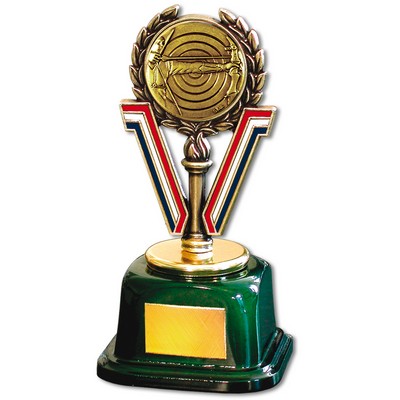 Stock 7" Trophy with 2" Archery Medal and Engraving Plate