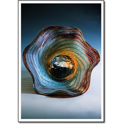 Galaxy Lantern Art Glass Bowl w/ Marble Base (8.5"x4.5")