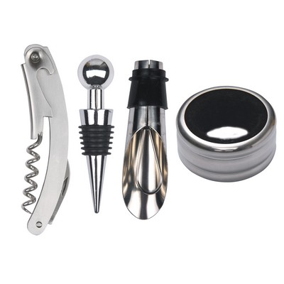 4 Pc. Leatherette Case Wine Opener Set