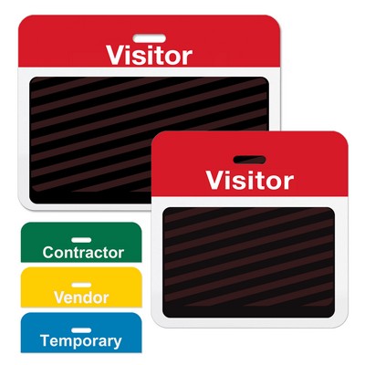 TEMPbadge 2-Part Expiring Badge Clip-On BACK PART, Visitor, Red