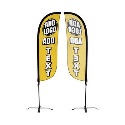 Custom Single Sided 5' Feather Flag w/ X-Stand Pole Set