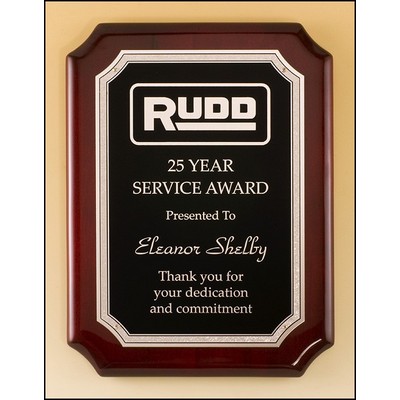 Rosewood Piano-Finish Plaque w/Florentine Border & Textured Center (7"x 9")