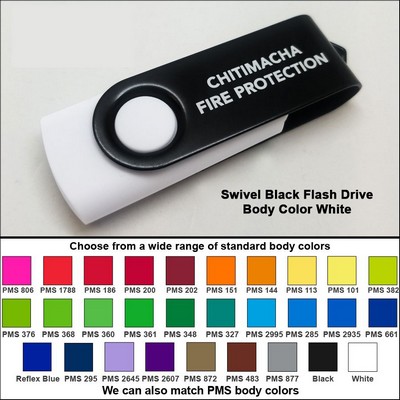 Swivel Black Flash Drive - 32 GB Memory - Body White