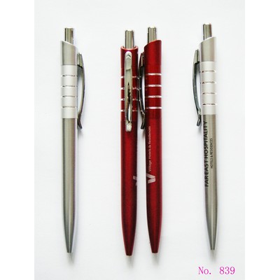 Hotel Retractable Ballpoint Pen w/Metal Clip