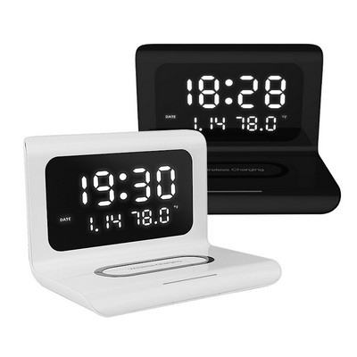 Digital Alarm Clock with Wireless Charging, Night Light, LED Display, USB Charger Ports, LED Screen