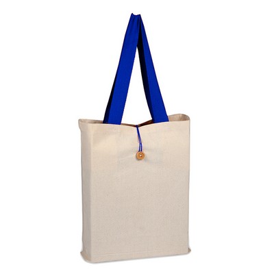 Button Up Tote with Colored Handle