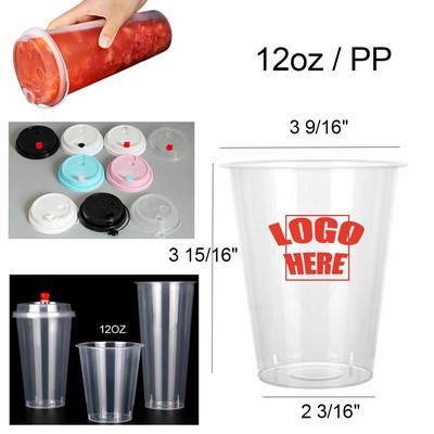 12Oz Disposable Plastic Cup With Lid