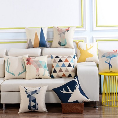 Full Printed 15.8 x 15.8" Premium Square Linen Throw Pillowcase With Hidden Zipper