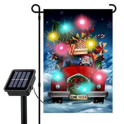 Solar LED Light-Up Double side Printed Garden Flag