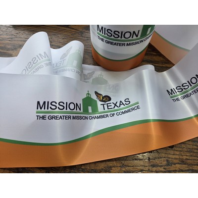 Cut Edge Polyester Satin Florist Ribbon w/Full Color Dye Sub Background (4" x 3.3 Yard Roll)