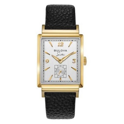 Citizen® Bulova Frank Sinatra Men's Quartz Black Leather Strap Watch w/Silver White Dial