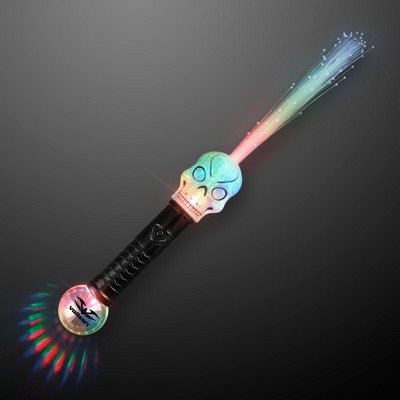 Fiber Optic Light Up Skull Wands 15" - PRINTED