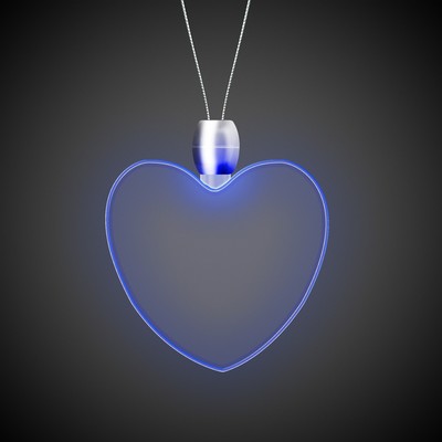 24" Blue Heart Light-Up Pendant Necklace(Laser Engraved)