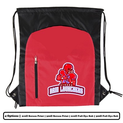 Sublimation Polyester Drawstring Bag w/ Large Vertical-Zip