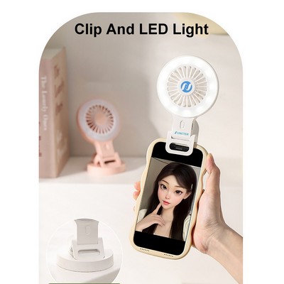 Clip-On Portable Mini USB Fan Desktop Fan W/Clip And LED Light