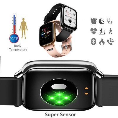 Precision Health Tracker Round Fitness Bracelet with 24/7 Body Temperature Sensor Clinical-Grade
