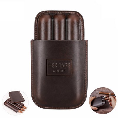 Portable Genuine Leather Cigar Case