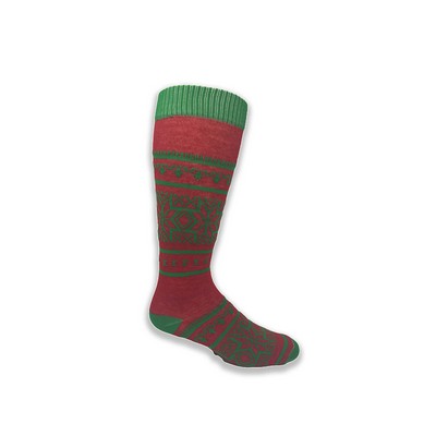Made in the USA Flat Knit Merino Wool Crew Dress Sock w/All Over Design