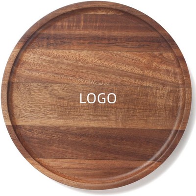 7" Round Acacia Wood Valet Tray & Server