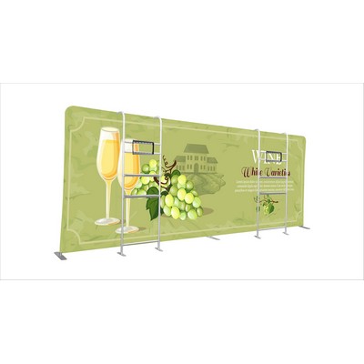20' w x 7.4' h Straight Display w/Double Shelves & TV Brackets - 1 Side Imprint