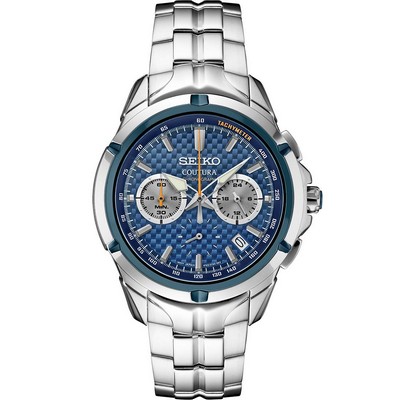 Seiko Watch Coutura Ss Quartz Chronograph Blue Dial