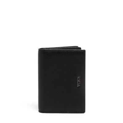 Tumi Nassau Gusseted Card Case- Black Texture Leather