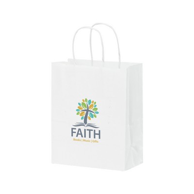 White Kraft Mini Shopper with Full Color Digital Print (8 1/4 x 4 3/4 x 10 1/4)