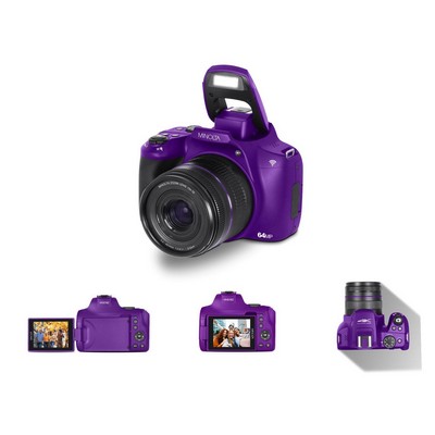 Minolta 64Mp/4K Ultra Hd 10X Optical Zoom Bridge Camera - Purple
