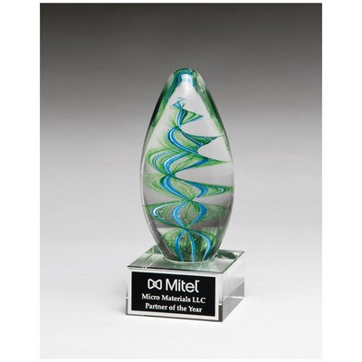 Helix Egg Shaped on Base Art Glass