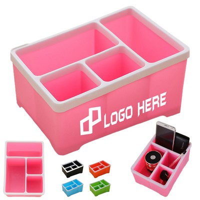 Plastic Multi-Functional 4 Compartments Desktop Organizer