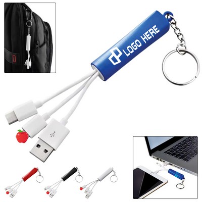 3-In-1 Light-Up Charging Cable W/ Keychain