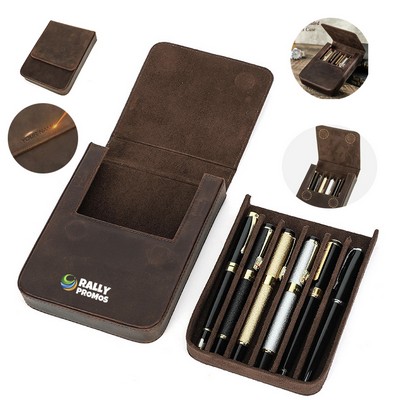 Six-seat Leather Pen Case
