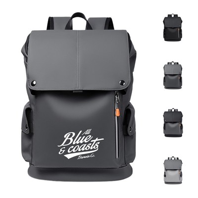 PU Leather Laptop Backpack with USB Charger