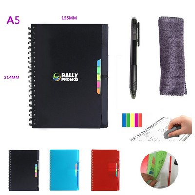 A5 Smart Reusable Notebook With Pen And Sticky