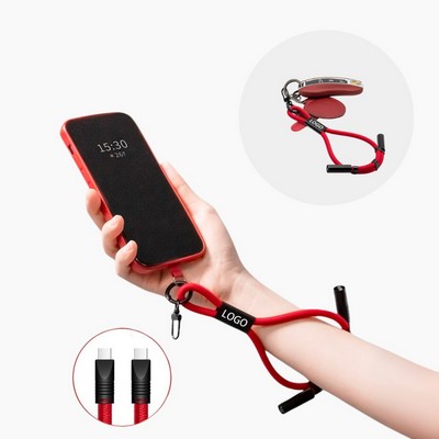 Mobile Wrist Lanyard + Charging Cable + Keychain