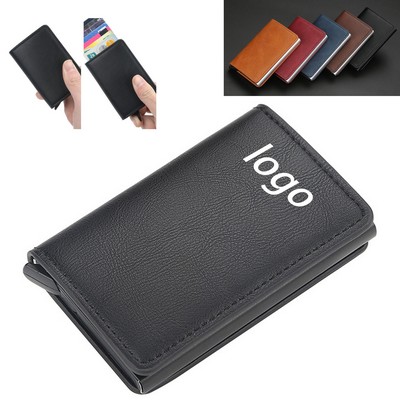 Pu Auto Pop-Up Rfid Card Holder