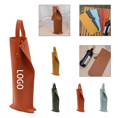 Elegant Single-Bottle Leather Wine Carrier Bag