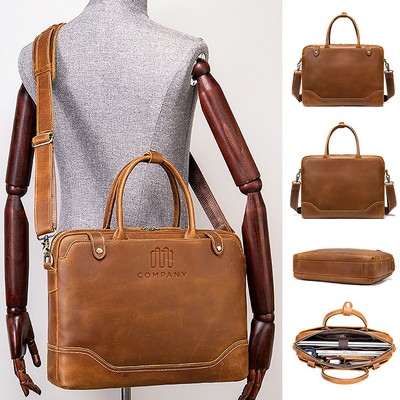 Vintage Crazy Horse Genuine Leather Crossbody Handbag