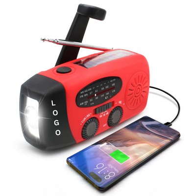 2000mAh Emergency Weather Radio with Solar, Hand Crank, Reading Lamp