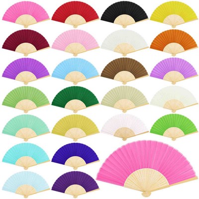 Custom Folding Bamboo Fabric Hand Fan