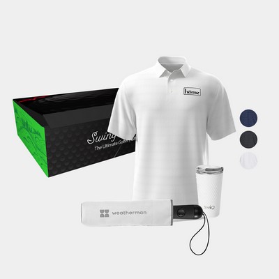 20 oz SWIG® Golf SS Water Bottle, PGA TOUR® Jaspe Airflux Golf Polo & Weatherman® Umbrella Gift Set