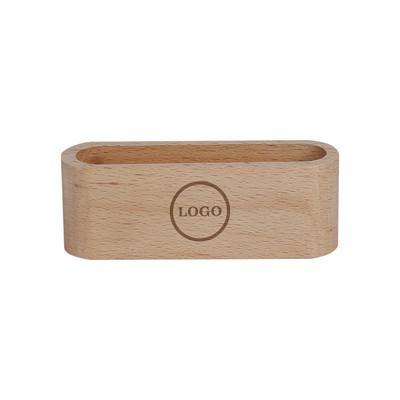 Desktop Wooden Business Card Holder Office Accessory Display Tray