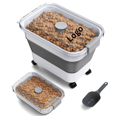Collapsible Rolling Plastic Pet Food Container 23 Lbs