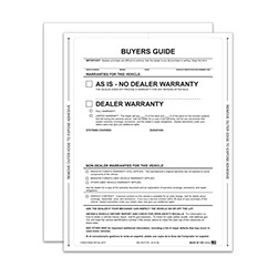 PEEL n SEAL™ English Interior No Lines As-Is Buyers Guide Window Sticker