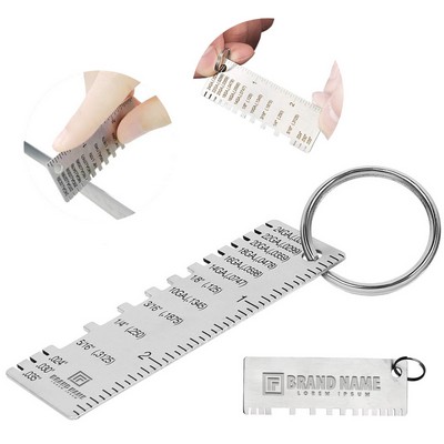 Stainless Steel Wire Diameter Gauge Ruler Keychain