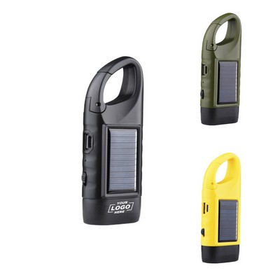 Solar Hand Crank Rechargeable Flashlight